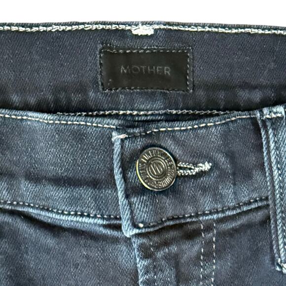 Mother The Stunner Zip Two Step Fray Last Call Dark Wash Skinny Jeans size 25 - Picture 13 of 14
